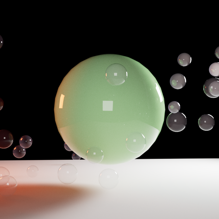 Green sphere and bubbles